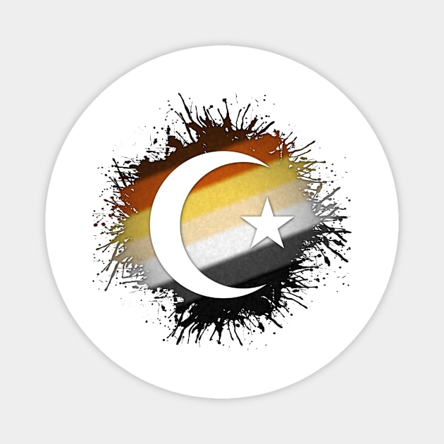 Paint Splatter Gay Bear Pride Flag Star and Crescent Symbol Magnet by LiveLoudGraphics